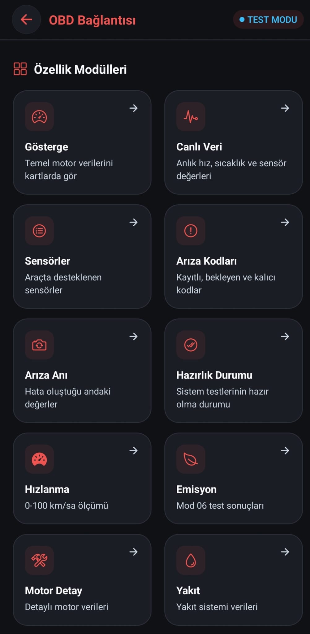 Aracım Cepte uygulama ekranı